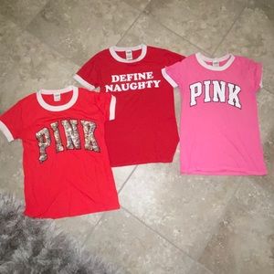 Victoria’s Secret PINK shirts. 3 Size Xsmall! EUC